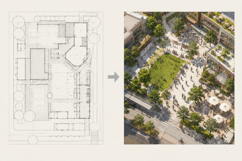 CPTED site plan transformed into an active, welcoming public space