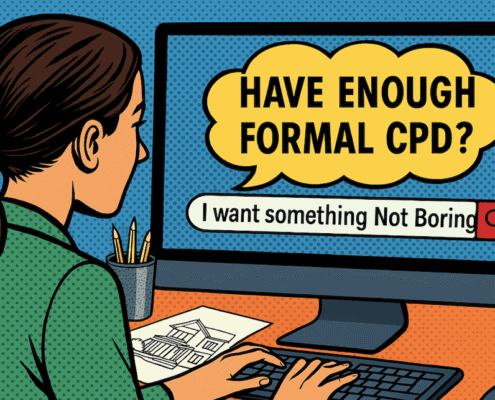 Architect at computer searching for Safety in Design CPD course – Not Boring CPD training