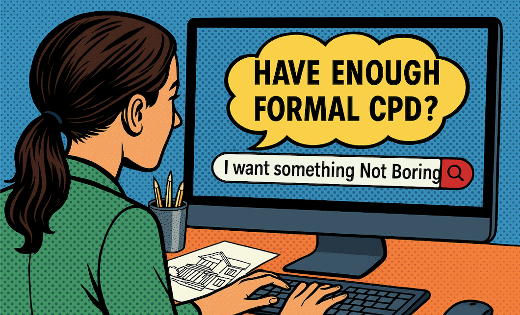 Architect at computer searching for Safety in Design CPD course – Not Boring CPD training