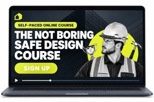 Laptop displaying The Not Boring Safe Design Course, a self-paced online Safety in Design course.